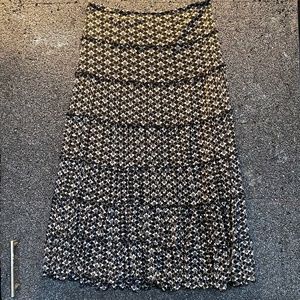 Max Studio Black Print Tier Maxi Skirt XS